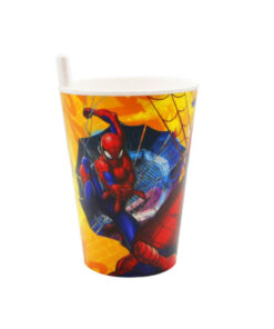 VASO PLÁSTICO CON BOMBILLA  - SPIDERMAN