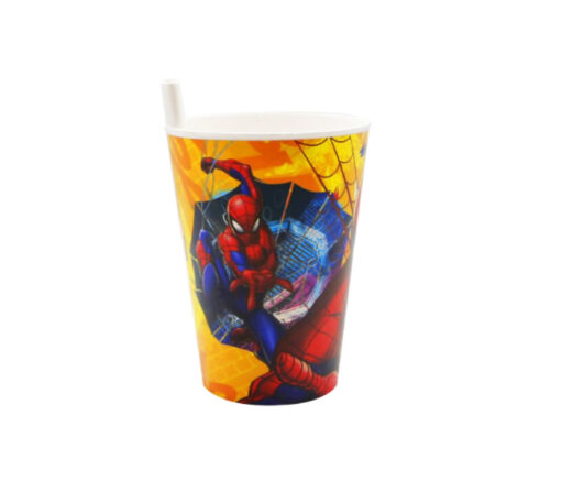 VASO PLÁSTICO CON BOMBILLA  - SPIDERMAN