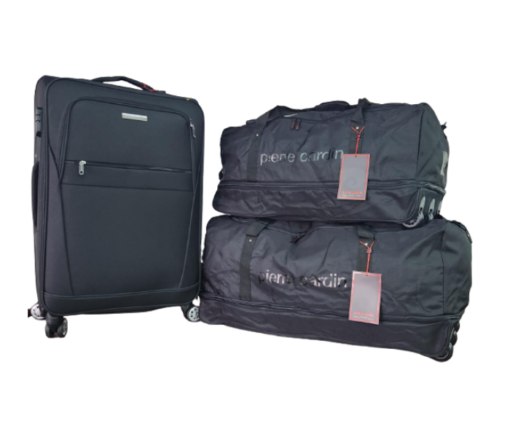 VALIJA SET X 3 NEGRO C/2 BOLSOS C/RUEDAS
