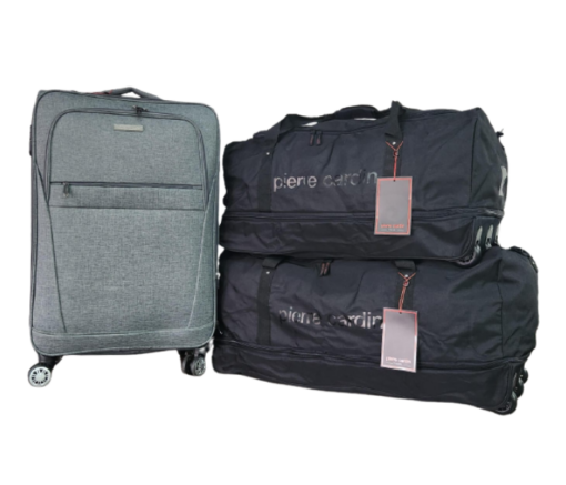 VALIJA SET X 3 GRIS C/2 BOLSOS C/RUEDAS