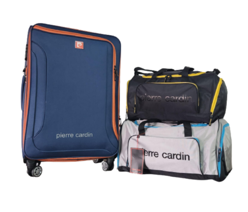 VALIJA SET X 3 AZUL C/NARANJA CON 4 BOLSOS