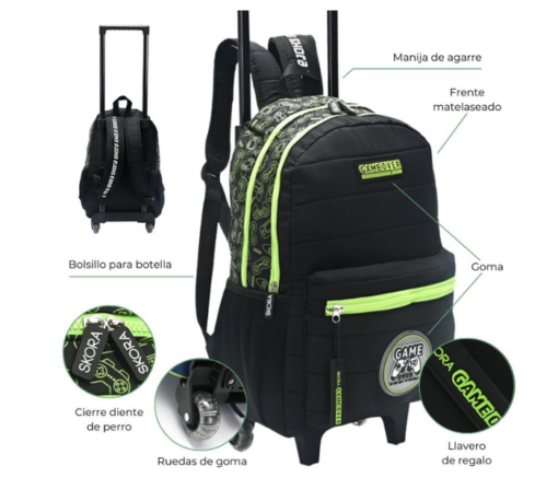 MOCHILA 18" GAMER C/CARRO  / SKORA - Imagen 2