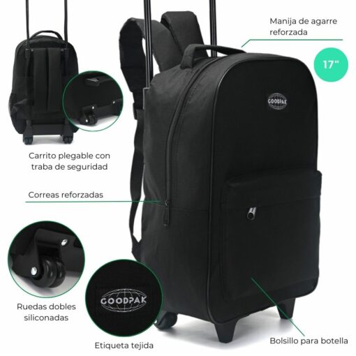MOCHILA 17" C/CARRO NEGRO GOODPACK - Imagen 2