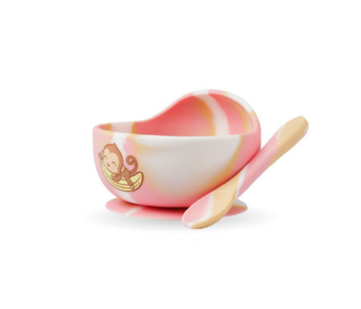 BOWL + CUCHARA ROSA BATIK -  MONO LULO