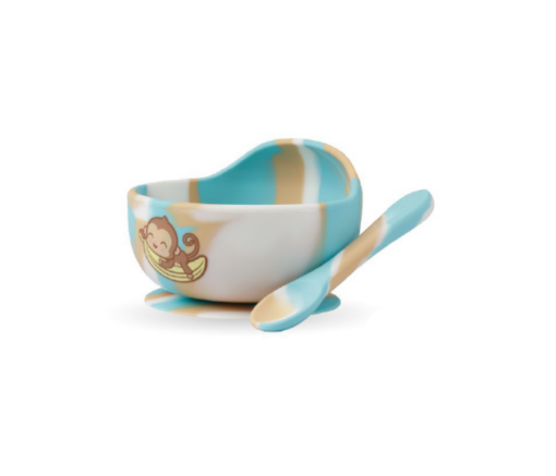 BOWL +  CUCHARA  CELESTE BATIK - MONO LULO
