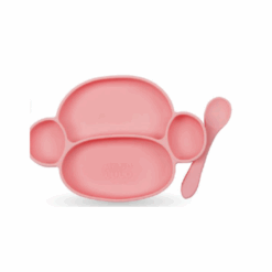 PLATO + CUCHARA ROSA -  MONO LULO