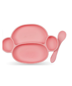 PLATO + CUCHARA ROSA -  MONO LULO