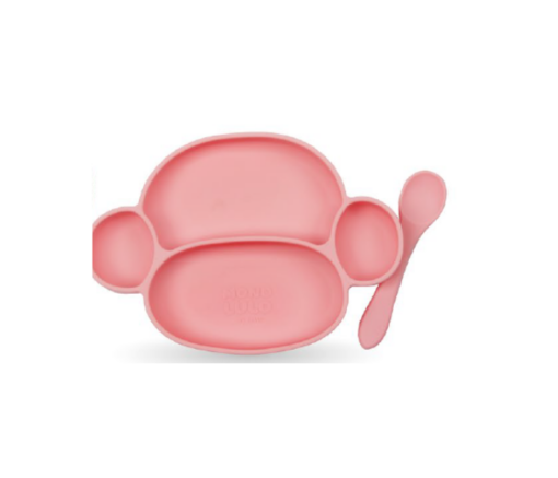 PLATO + CUCHARA ROSA -  MONO LULO