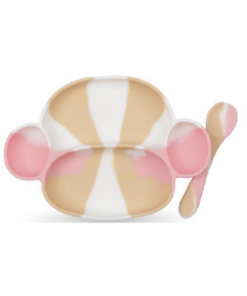 PLATO + CUCHARA  ROSA BATIK - MONO LULO