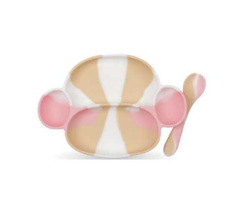 PLATO + CUCHARA  ROSA BATIK - MONO LULO