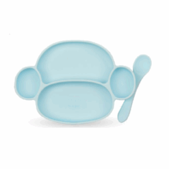 PLATO + CUCHARA  CELESTE - MONO LULO