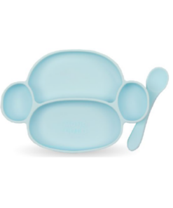 PLATO + CUCHARA  CELESTE - MONO LULO