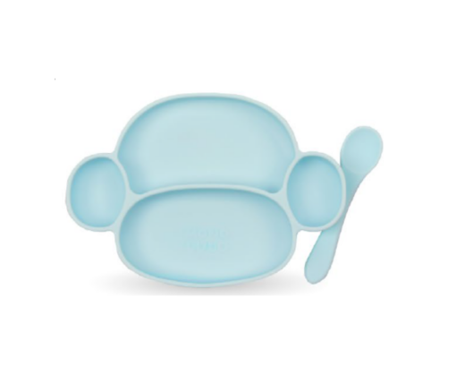 PLATO + CUCHARA  CELESTE - MONO LULO