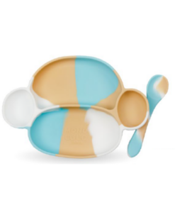 PLATO + CUCHARA CELESTE BATIK  - MONO LULO
