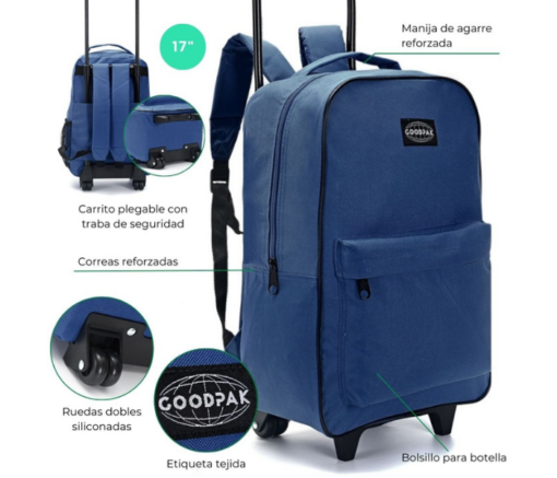MOCHILA 17" C/CARRO AZUL M. / GOODPACK - Imagen 2