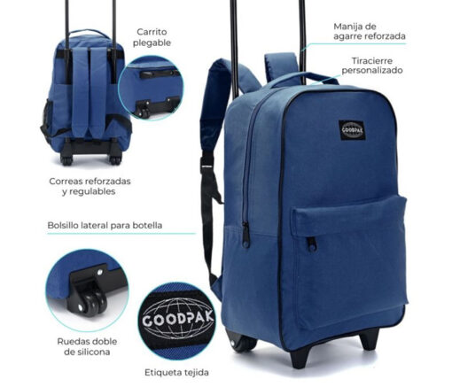 MOCHILA  C/ CARRO AZUL 17" GOODPAK - Imagen 2