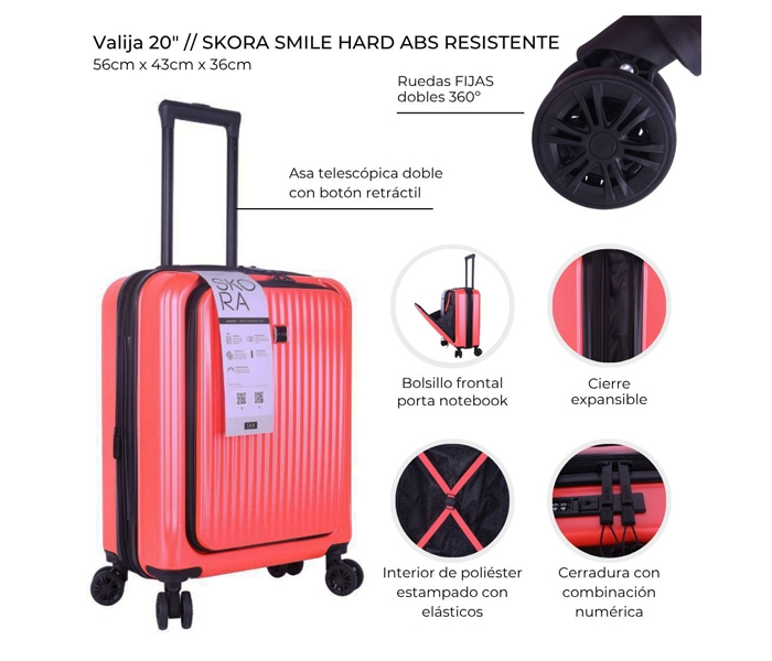 VALIJA CARRY ON 20" C/ PORTANOTEBOOK - SKORA - Imagen 8