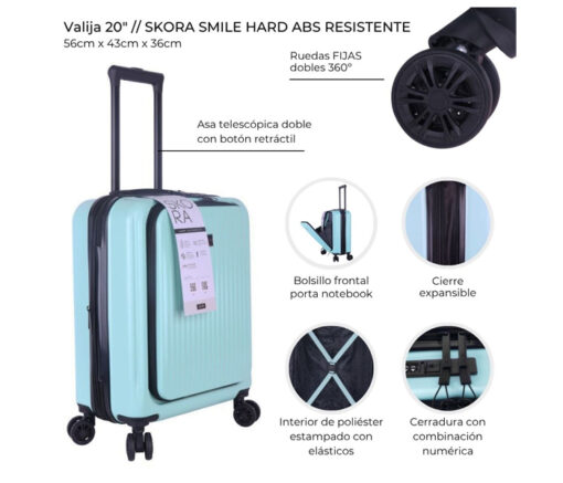 VALIJA CARRY ON 20" C/ PORTANOTEBOOK - SKORA - Imagen 2
