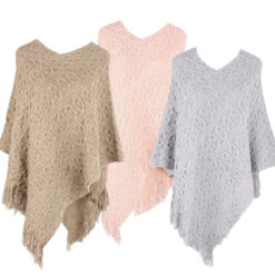 PONCHO TEJIDO CON FLECOS - LA CHAPELLE