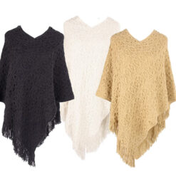 Alternative view of PONCHO TEJIDO CON FLECOS - LA CHAPELLE